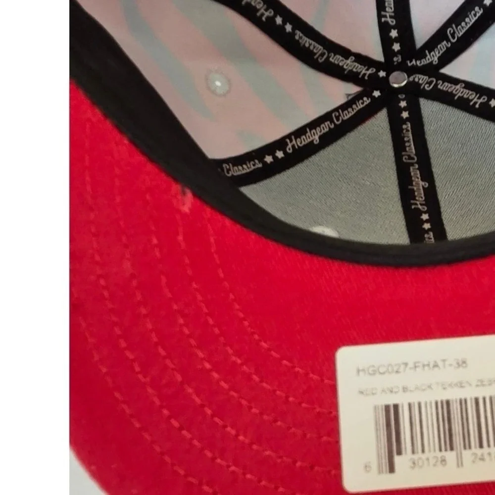 Headgear Classics Tekken Hat Mens 7 1/8 Red Black New Zebra Tiger Print